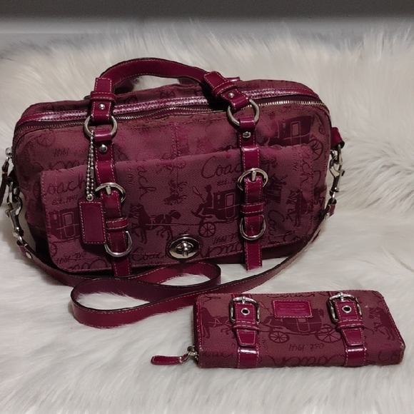 Coach Handbags - SOLD SOLD SOLD!oach Chelsea Horse & Carriage Vintage Maroon Satchel & Wallet Set